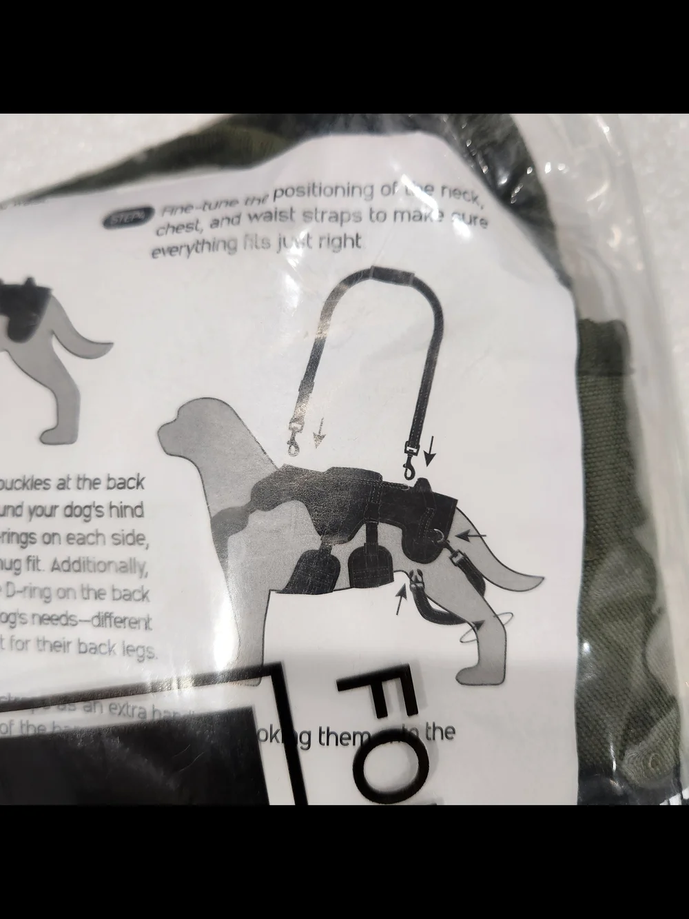 Adjustable Olive Green Dog Support Harness